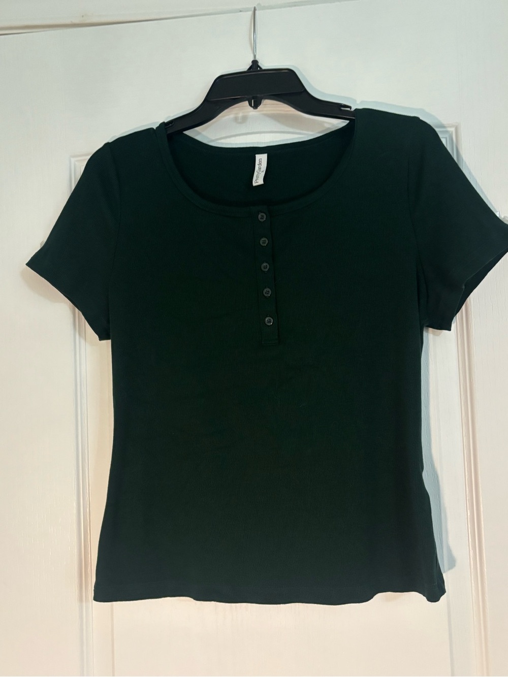 Women’s Short Sleeve Henley Top - Dark Green